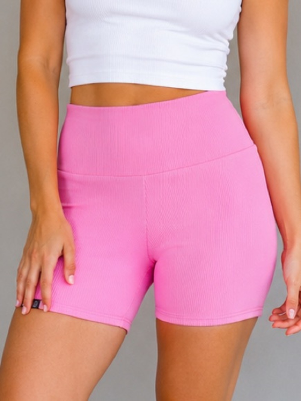 ONZIE Ribbed Hot Pink High Rise Biker Shorts Size M/L